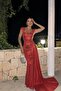 Long Red Glitter Evening Dress - ATE7689