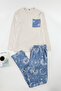 Erkek Gri - Mavi Regular Fit Couple/Çift Örme Pijama Takımı TMNAW25PT00050 - 7