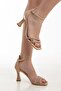 Women's Thin Heeled Closed Back Summer Stone Embroidered Shoes Nude - 6