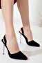 Women's Thin High Heels Shoes and Bag Set Black Suede - 2
