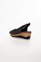 Women's Platform Heeled Sandals Cross Back Tie Black - 6