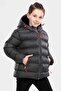 Boy's Anthracite Fleece Inside Furry Waterproof Winter Thick Hooded Coat - 3
