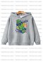 Skateboard Printed Hooded Fleece Inside Unisex Gray Children's Tracksuit Set - 2