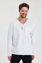 V-Neck Dirty Cut Detailed Pocket Long Sleeve T-Shirt Comfortable Cut - 4