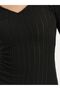 V Neck Basic Rib Bodycon Midi Dress - 3