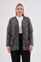 Polar Black Cream Leopard Cardigan with Zipper for Winter - 8