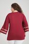 Claret Red Women's Plus Size Collar Stone Detailed Three-Quarter Sleeve Blouse - 3