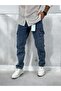Men's Navy Blue Baggy Fit Cargo Jean Trousers