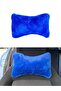 Soft Plush Orthopedic Car Travel Neck Pillow Single Blue