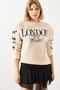 Women's Beige Three Threaded London Life Graphic Printed Sweatshirt Mbhs004 60601004 - 5