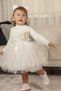 Toy Teddy Bear Print Long Sleeve Lined Girls' Tulle Piece Dress - 4