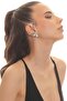 Women's Silver Color Lacquer Plated Studded Model Right Ear Bat Earcuff & Cartilage Earring - 2
