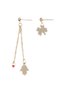 Women's Gold Color Red Sand Beads & Charm Detailed Multiple Earrings - 2