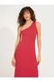 Ribbed Knit One Shoulder Sleeve Sheath Maxi Dress - 2