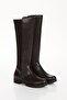Women's Black Diving Fabric Knee-high Boots - 4