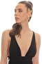 Women's Gold Color Lacquer Plated Zircon Stone Textured Leaf Stylized Left Ear Earcuff & Cartilage Earring - 4
