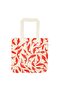 Red Fish Patterned Beige Shoulder Bag