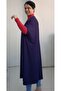 Navy Blue Batwing Sleeve Loose-Fitting Combed Cotton Viscose Hijab Tunic Dress - 3