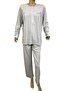 Women's Long Sleeve Patted Pajama Set-14206-grey - 8