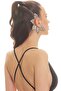 Women's Silver Color Lacquer Plated Zircon Stone Leaf Stylized Right Ear Earcuff & Cartilage Earring - 3