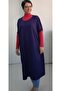 Navy Blue Batwing Sleeve Loose-Fitting Combed Cotton Viscose Hijab Tunic Dress - 2