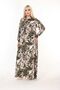 Standard Size Women's Tie Collar Long Sleeve Patterned Viscose Combed Cotton Dress Suitable for Hijab - 7