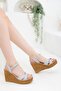 Women's Wedge Heeled Cross Sandals Gray - 2