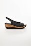 Women's Platform Heeled Sandals Cross Back Tie Black - 4