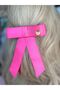 Trend Fashion Luxury Design Layered Long Pendant Tail Ribbon Bow Automatic Buckle Fuchsia Pink - 3