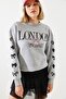 Women's Gray Melange Three Thread Shaded London Life Graphic Printed Sweatshirt Mbhs004 60601004 - 2