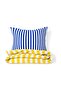 Back To Basics - Navy Blue Yellow Striped Double Duvet Cover Set - 3
