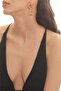 Women's Gold Color Lacquer Plated Studded Model Double Heart Earrings - 2