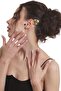 Women's Gold Color Lacquer Plated Rhinestone Leaf Stylize Left Ear Earcuff & Cartilage Earrings - 3