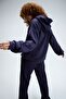 Women's Timeless Oversize Navy Blue Hoodie Sweatshirt - 4