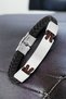 Original Men's Bracelet Genuine Leather with Stainless Steel Detail Black Color with Clip Buckle Dkeblk2001C1 - 2
