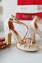 Women's Beige 10 cm Satin Stone Platform Shoes