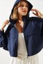 Women's Navy Blue Hooded Raincoat with Back Cover Mbms001 60501001 - 2
