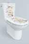 Toilet Seat Sticker Cute Rabbit Hearts and Clouds Themed Bathroom Toilet Sticker - 2