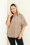 Orange Plaid Hooded Blouse