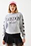 Women's Gray Melange Three Thread Shaded London Life Graphic Printed Sweatshirt Mbhs004 60601004 - 5