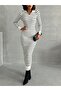 White Striped Polo Collar Women's Knitwear Dress