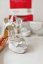 Women's Silver Stoned Satin Shoes and Bag Combination (Buy Size Large) - 4