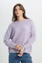 Regular Fit Regular Cut Crew Neck Women's Cozy Utility Lilac Knitwear Sweater - 2