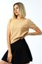 Women's Short Sleeve Diamond Patterned Openwork Knitwear Blouse - 5