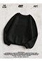 Black 3 thread Crew Neck Plain Unprinted Basic Sweatshirt