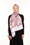 Cream Powder Geometric Pattern Pavia Series with Shawl Scarf Hanger and Gift Set 90x200 Cm - 2