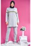 Women's Hooded Glitter Striped Tracksuit Set Gray