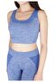 Women's Blue Melange Seamless Thick Strap Bra Bottom Top Fitness Set - 3