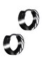 Men's Black Color Printed Model Steel Hoop Earrings - 2