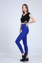 Women's Gathering Leggings, Women's Cobalt Blue Shiny High Waist and Waist Gathering Leggings - 4